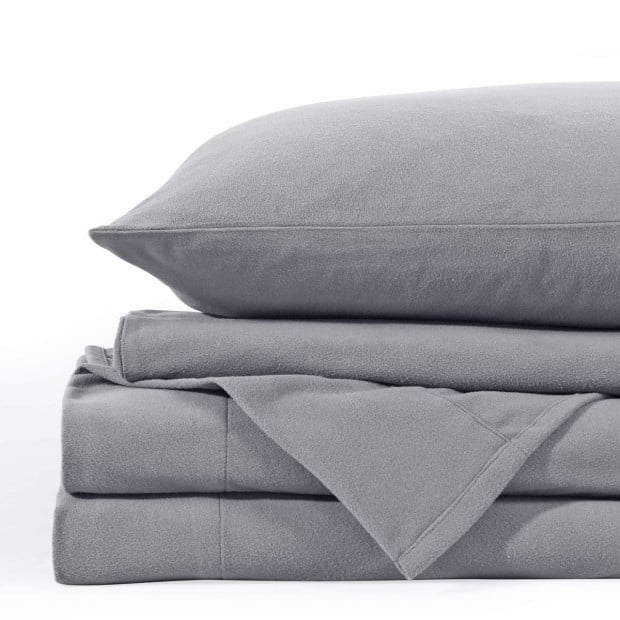Polar Fleece Flannel Sheet Set Cozy - Double - Grey Image 4