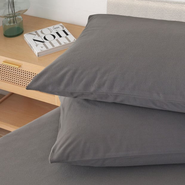 Polar Fleece Flannel Sheet Set Cozy - Double - Charcoal Image 5