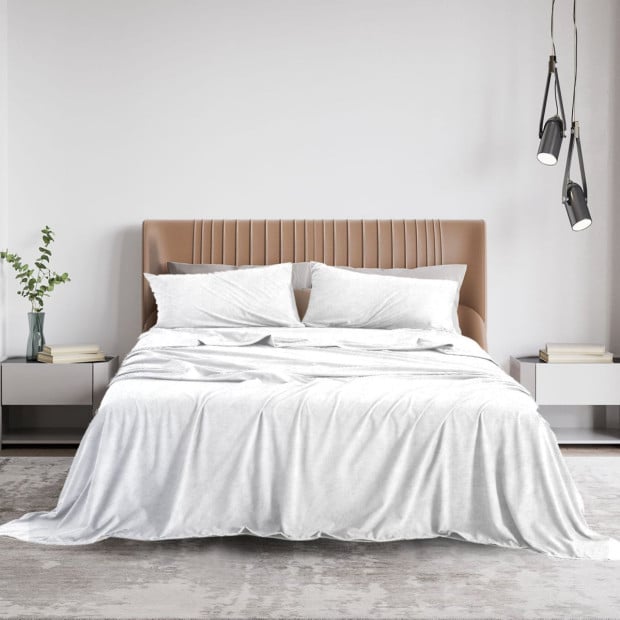 Polar Fleece Flannel Sheet Set Cozy - King - White Image 2
