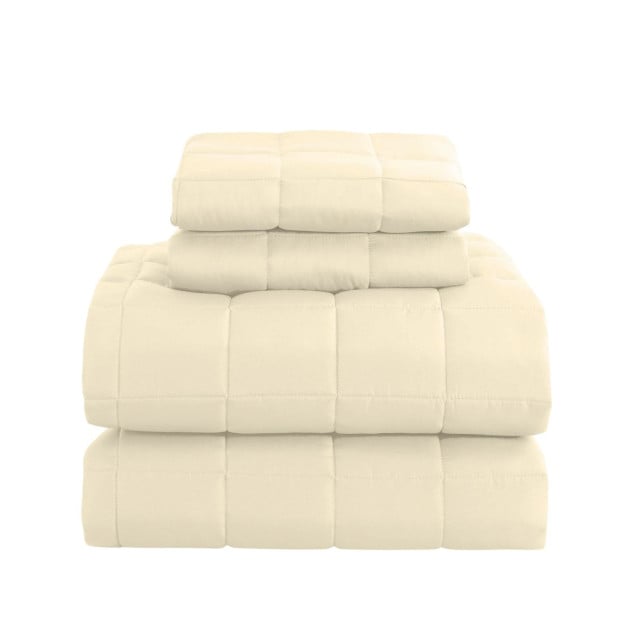 Coverlet Set Bedspread Soft Breathable 3 Piece Set - Queen - Beige Image 8