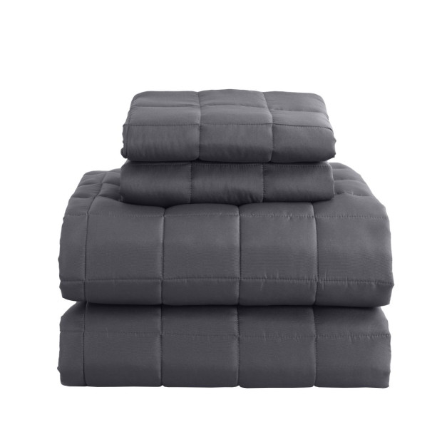 Coverlet Set Bedspread Soft Breathable 3 Piece Set - Queen - Charcoal Image 8