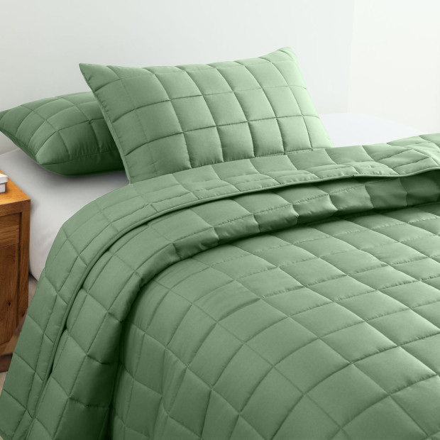 Coverlet Set Bedspread Soft Breathable 3 Piece Set - King - Sage Image 3