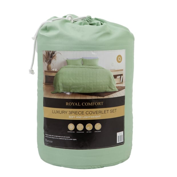 Coverlet Set Bedspread Soft Breathable 3 Piece Set - King - Sage Image 7