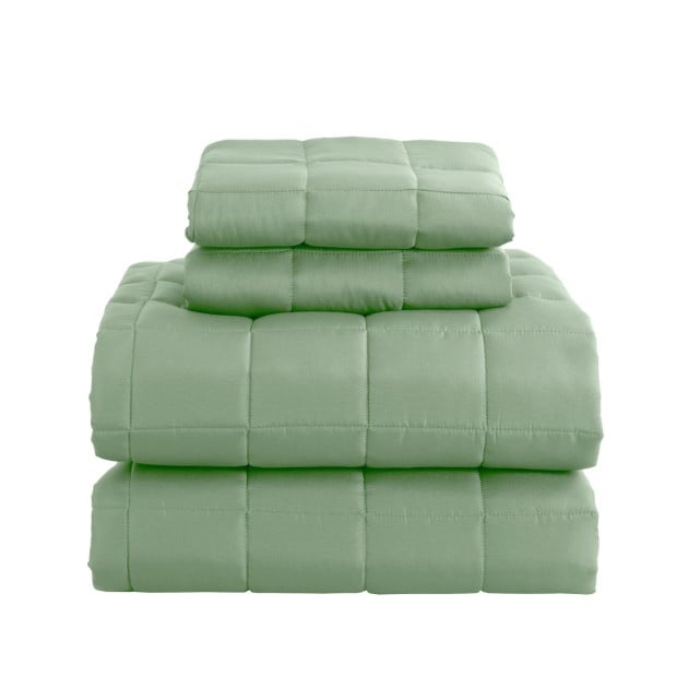 Coverlet Set Bedspread Soft Breathable 3 Piece Set - King - Sage Image 8