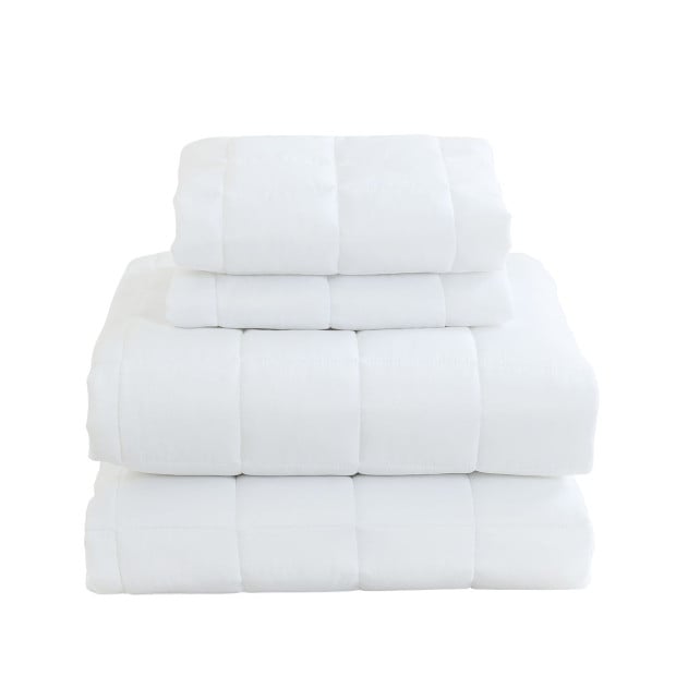 Coverlet Set Bedspread Soft Breathable 3 Piece Set - Queen - White Image 8