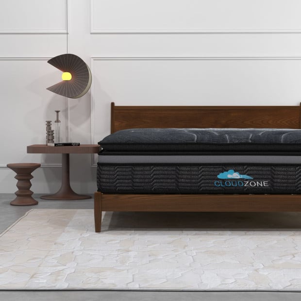Euro Top Pocket Spring Mattress Plush Medium Firm 34cm Single Charcoal Image 2