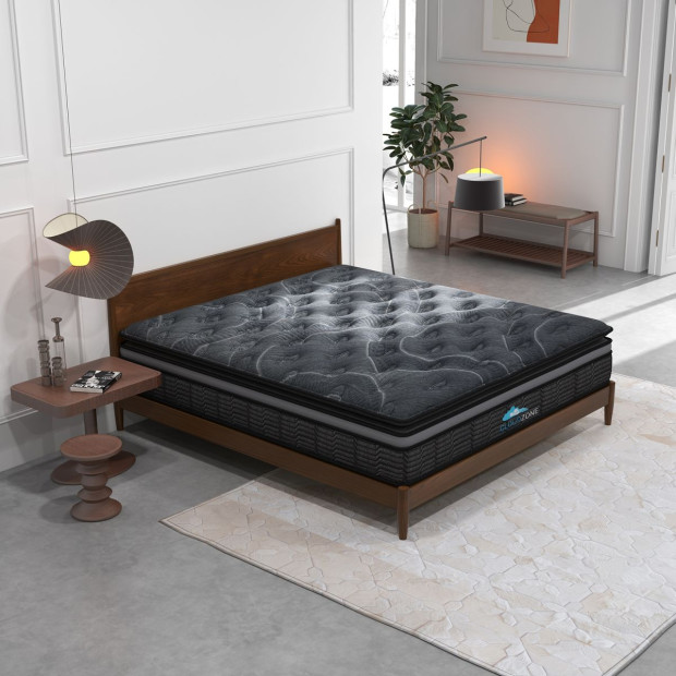 Euro Top Pocket Spring Mattress Medium Firm 34cm King Single Charcoal Image 7