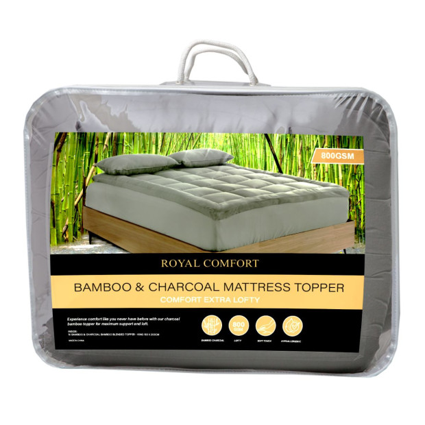Charcoal Bamboo Blend Topper 800GSM 45cm Skirt Double - Charcoal Image 5