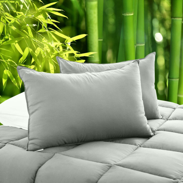 Charcoal Bamboo Pillow Hotel Quality Luxury Twin Pack Image 2