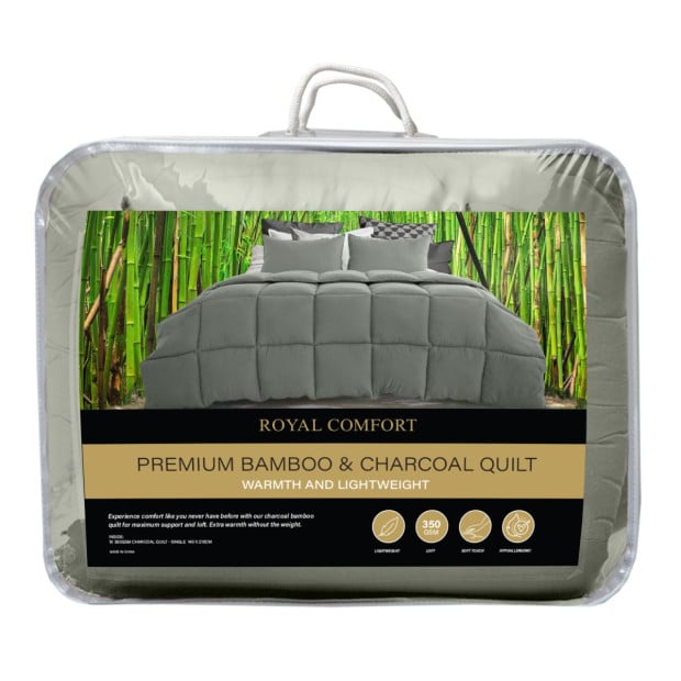 350GSM Charcoal Bamboo Quilt Luxury Bedding Duvet All Seasons - Single - Charcoal Image 6