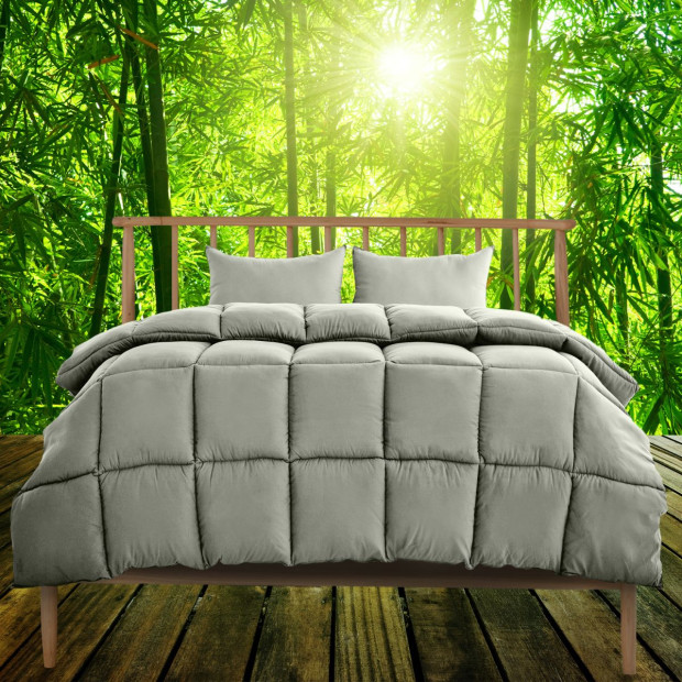 350GSM Charcoal Bamboo Quilt Duvet All Seasons - Double - Charcoal Image 10
