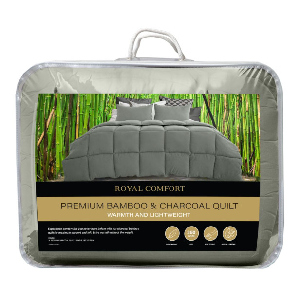 350GSM Charcoal Bamboo Quilt Duvet All Seasons - Double - Charcoal Image 6