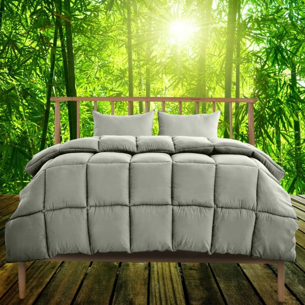 350GSM Charcoal Bamboo Quilt Luxury Bedding Duvet King - Charcoal Image 4