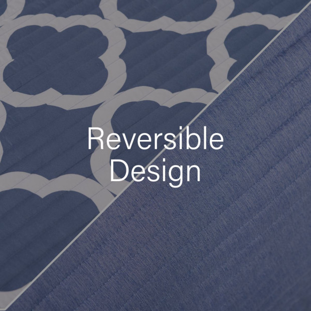 Bamboo Cooling Reversible 7pc Comforter Set Bedspread Queen Royal Blue Image 7