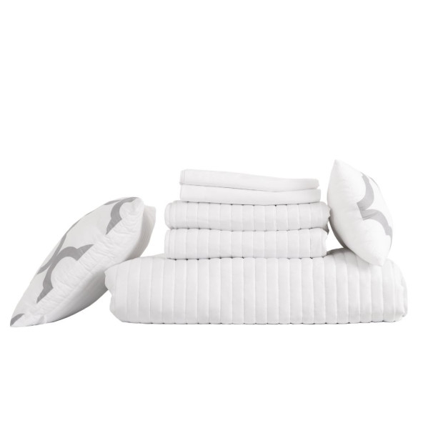 Bamboo Cooling Reversible 7pc Comforter Set Bedspread King - White Image 9