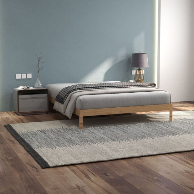 Giulia Wooden Timber Mattress Bed Base Sturdy - King - Natural Image 2