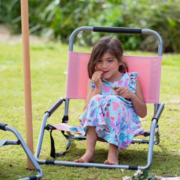 Beach Chair Folding Portable Summer Camping Outdoors - Dusty Rose Image 4