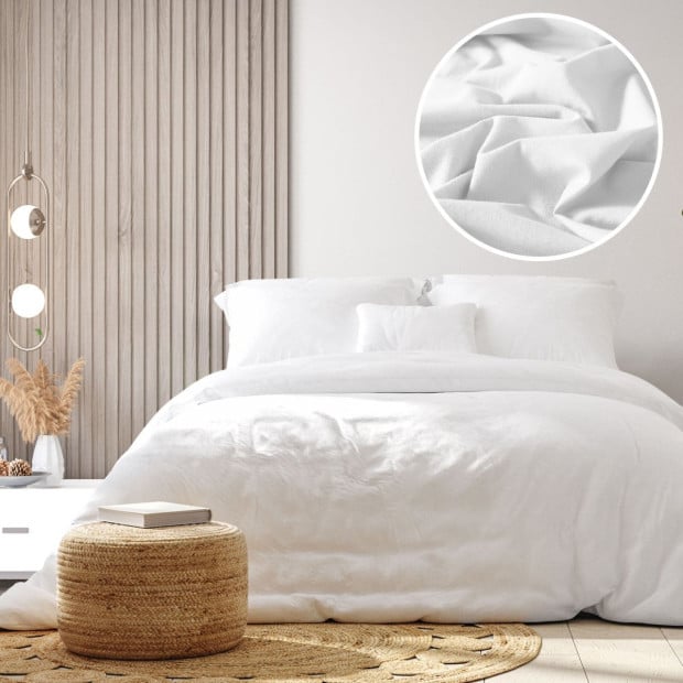 100% Jersey Cotton Quilt Cover Set Soft Bedding - Queen - White Image 2