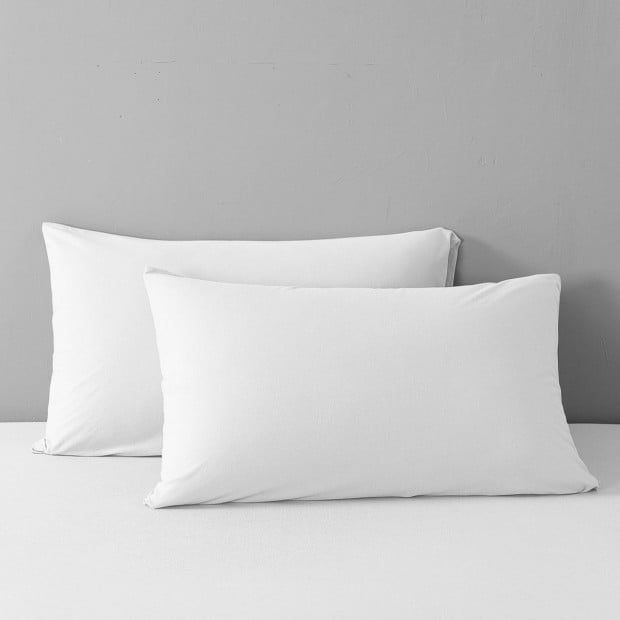 100% Jersey Cotton Quilt Cover Set Soft Bedding - Queen - White Image 5