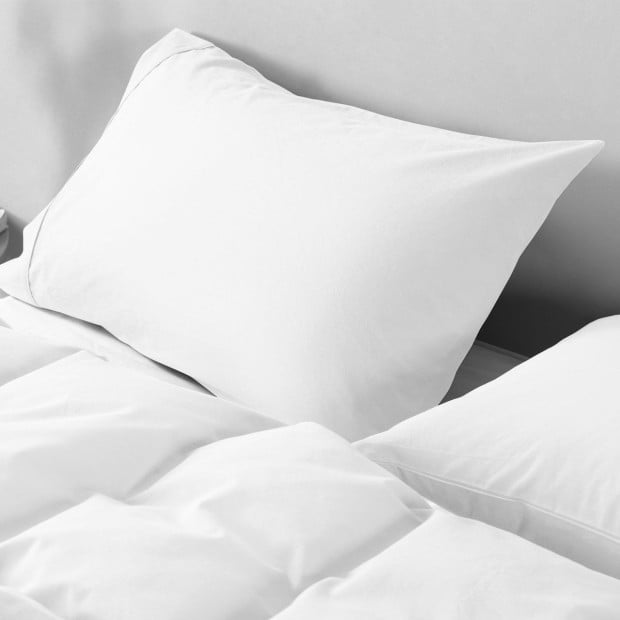 100% Jersey Cotton Quilt Cover Set Soft Bedding - Queen - White Image 6