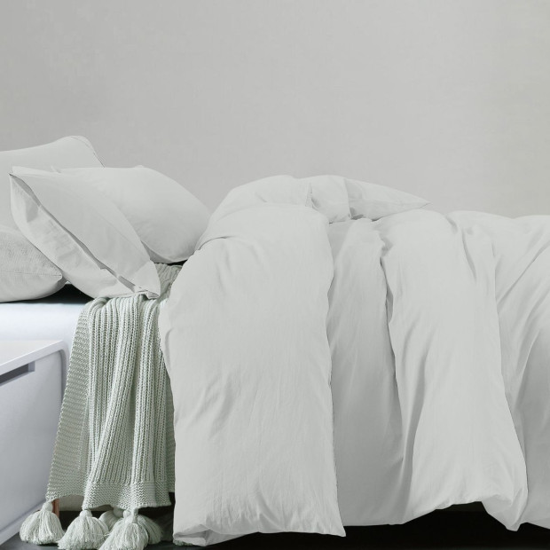 100% Jersey Cotton Soft Quilt Cover Set Bedding - Queen - Grey Marle Image 3