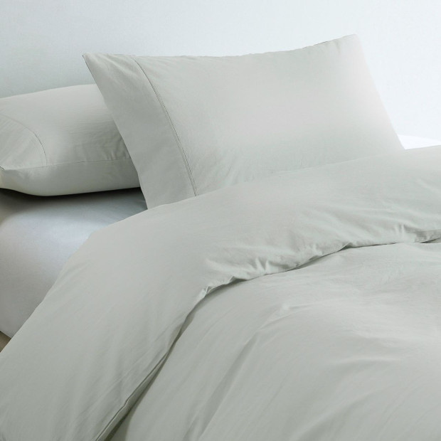 100% Jersey Cotton Soft Quilt Cover Set Bedding - Queen - Grey Marle Image 4