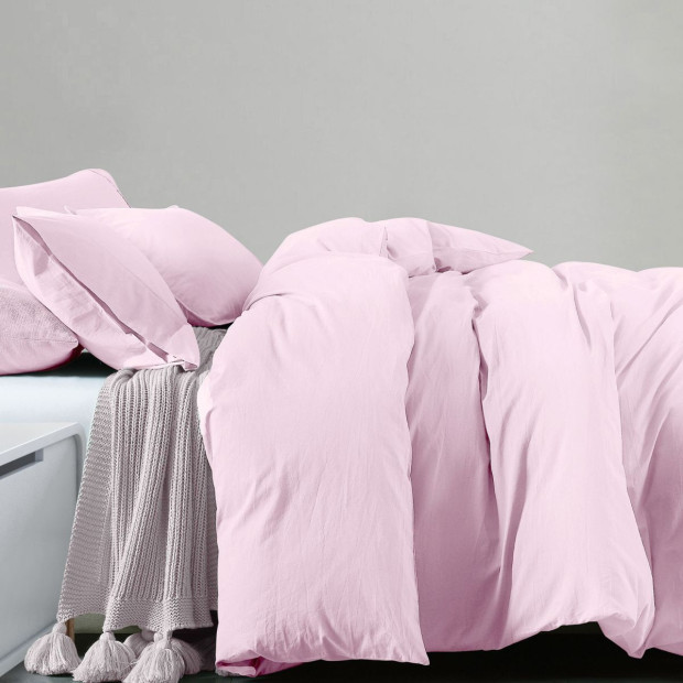 100% Jersey Cotton Quilt Cover Set Soft Bedding- Queen - Pink Marle Image 3