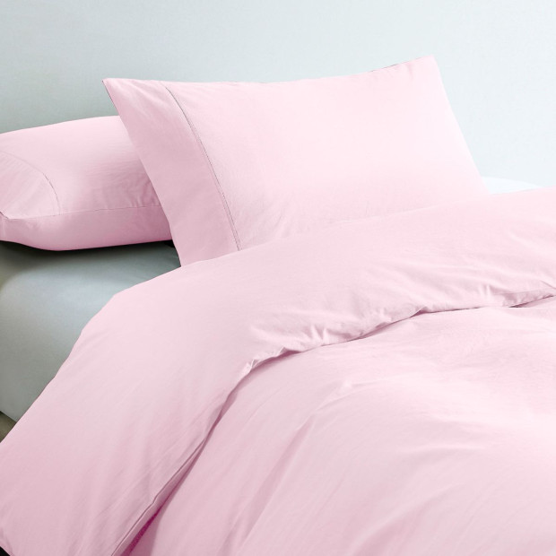 100% Jersey Cotton Quilt Cover Set Soft Bedding- Queen - Pink Marle Image 4