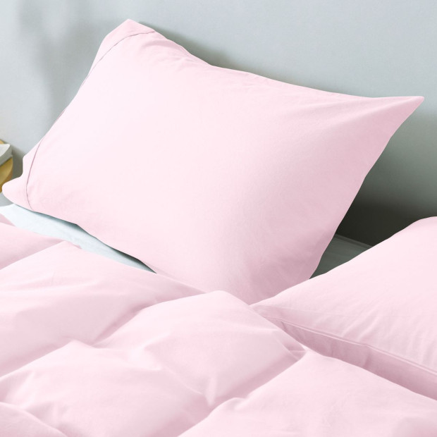 100% Jersey Cotton Quilt Cover Set Soft Bedding- Queen - Pink Marle Image 6