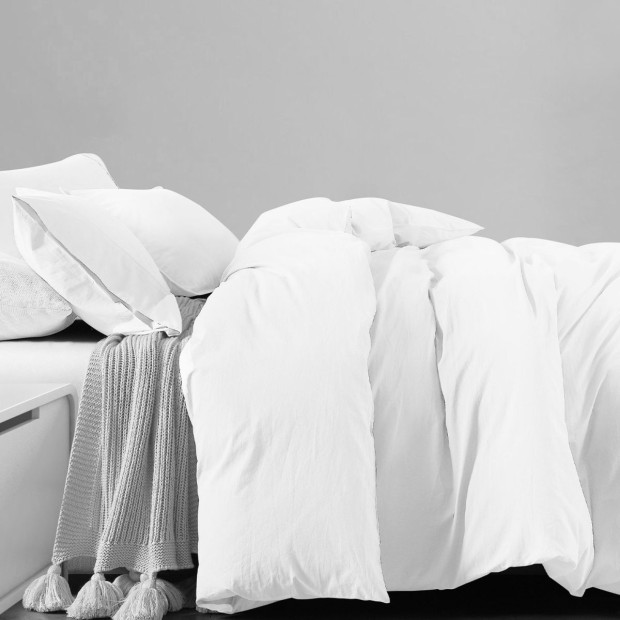 100% Jersey Cotton Quilt Cover Set Ultra Soft Bedding - King - White Image 3