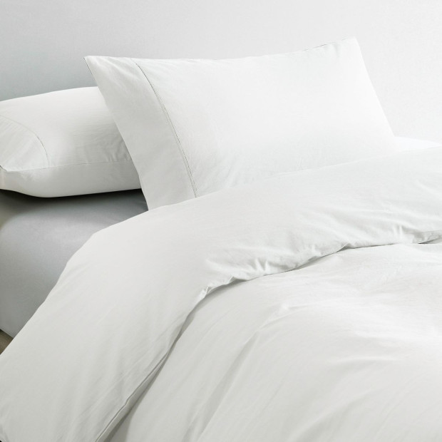 100% Jersey Cotton Quilt Cover Set Ultra Soft Bedding - King - White Image 4