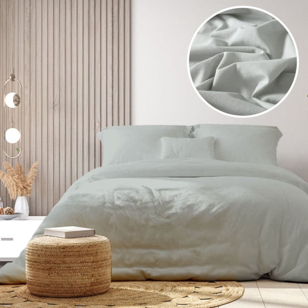 100% Jersey Cotton Quilt Cover Set Bedding - King - Grey Marle Image 2