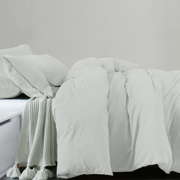 100% Jersey Cotton Quilt Cover Set Bedding - King - Grey Marle Image 3
