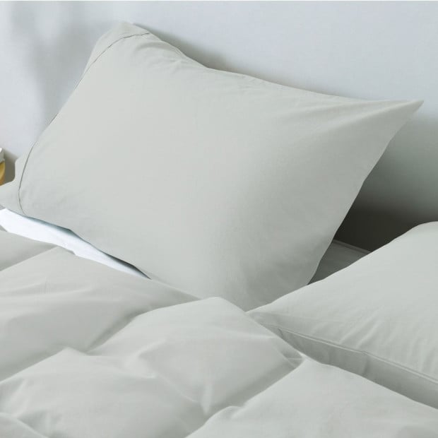 100% Jersey Cotton Quilt Cover Set Bedding - King - Grey Marle Image 6