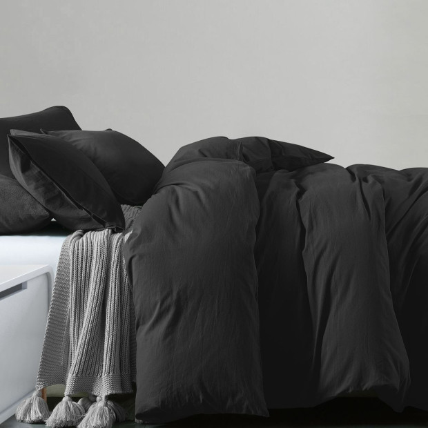 100% Jersey Cotton Quilt Cover Set Ultra Soft - King - Charcoal Marle Image 3