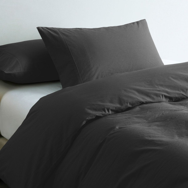100% Jersey Cotton Quilt Cover Set Ultra Soft - King - Charcoal Marle Image 4