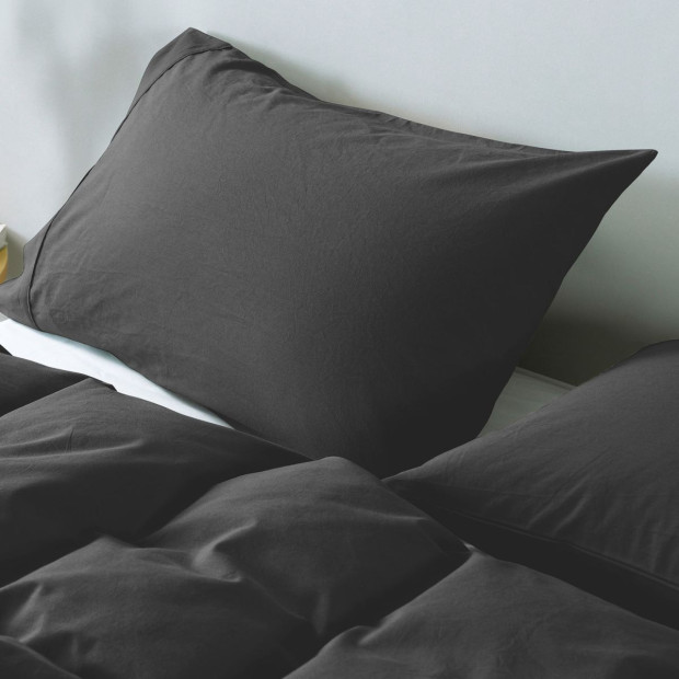 100% Jersey Cotton Quilt Cover Set Ultra Soft - King - Charcoal Marle Image 6