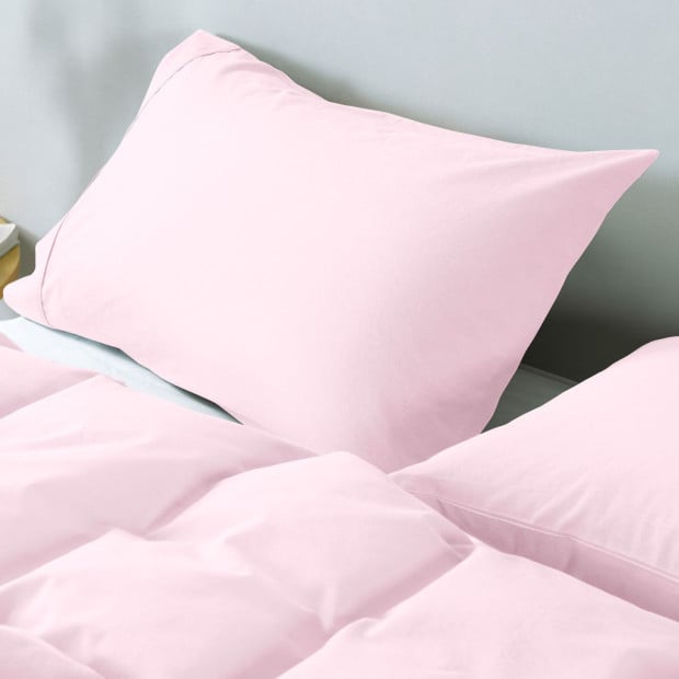 100% Jersey Cotton Quilt Cover Set Bedding - King - Pink Marle Image 6