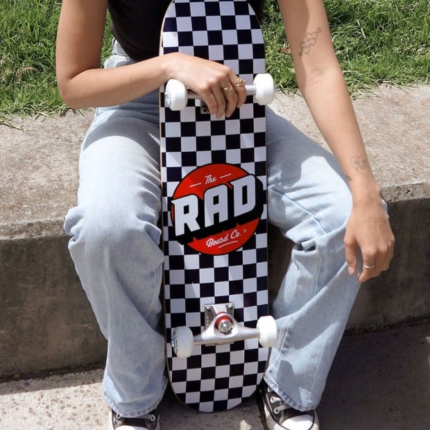 RAD Complete Dude Crew 7.75 x 31 Skateboard - Checkers Black White Image 3