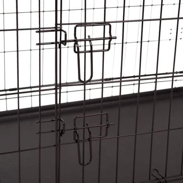 Dog Cage Pet Crate Puppy Metal ABS Tray Foldable Portable 24in Black Image 8