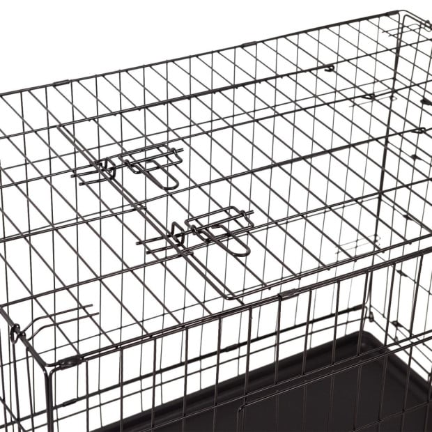 Dog Cage Pet Crate Puppy Metal ABS Tray Foldable Portable 24in Black Image 9