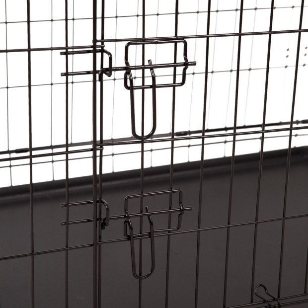 36in Dog Cage Pet Crate Puppy Metal ABS Tray Foldable Portable - Black Image 8