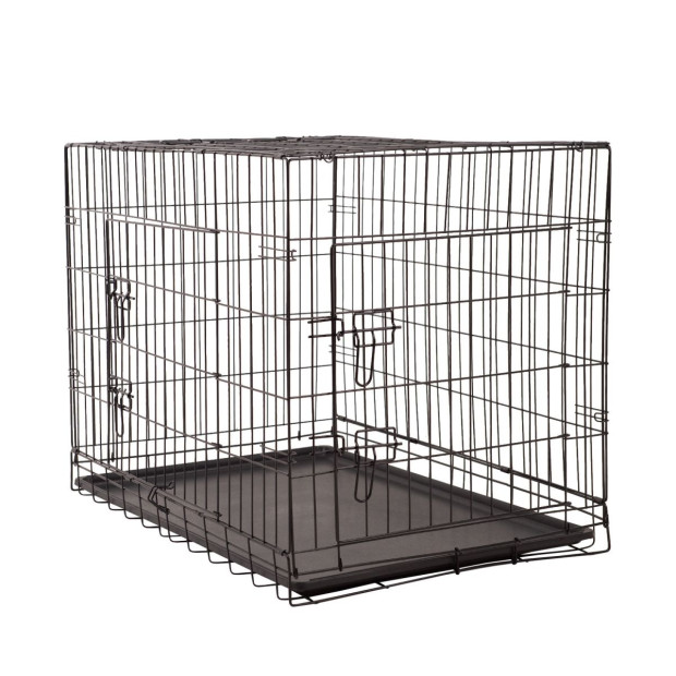 Dog Cage Pet Crate Cat Puppy Metal Cage Foldable Portable - 42in Black