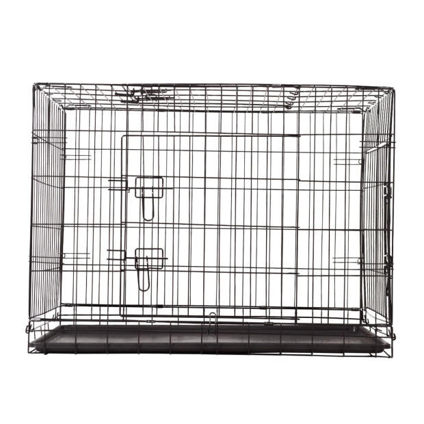 Dog Cage Pet Crate Cat Puppy Metal Cage Foldable Portable - 42in Black Image 6