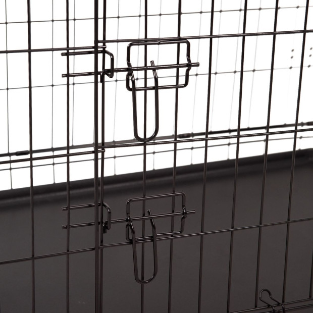 Dog Cage Pet Crate Cat Puppy Metal Cage Foldable Portable - 42in Black Image 8