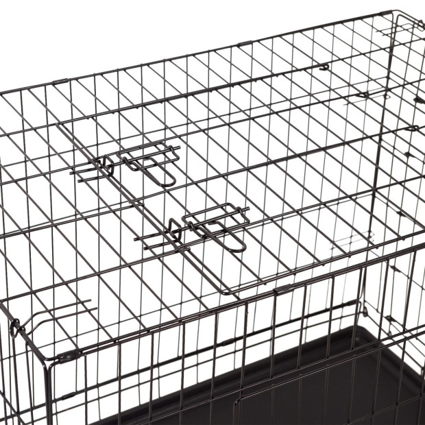 Dog Cage Pet Crate Cat Puppy Metal Cage Foldable Portable - 42in Black Image 9