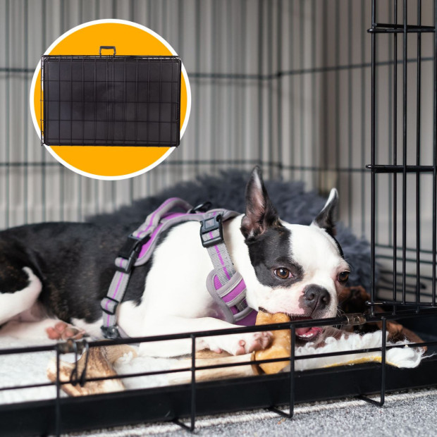 Dog Cage Pet Crate Cat Puppy Foldable Portable - 48in - Black Image 5