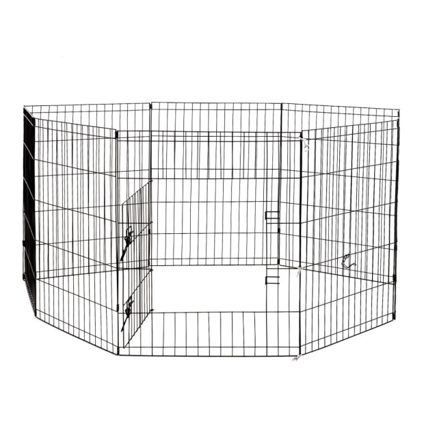 8 Panel Playpen Puppy Fence Cage Enclosure Pets - 36in - Black
