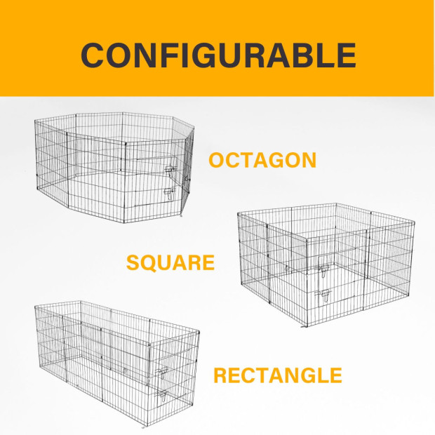 8 Panel Playpen Puppy Fence Cage Enclosure Pets - 36in - Black Image 4