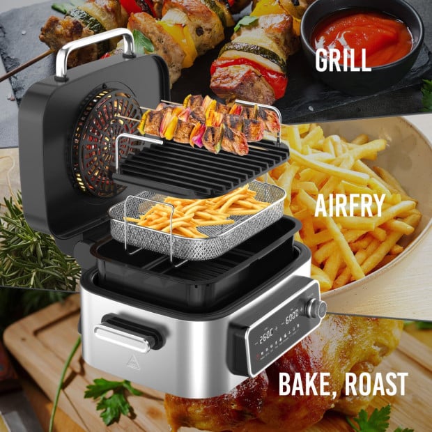 Top Loading Air Grill Family XL Air Fryer Stainless Steel Silver Image 2